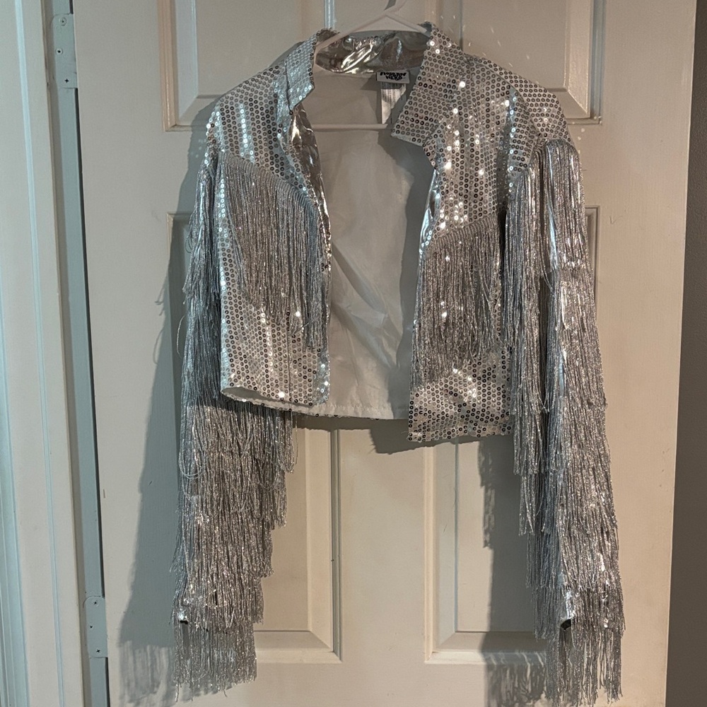Silver Fringe Sequin Jacket